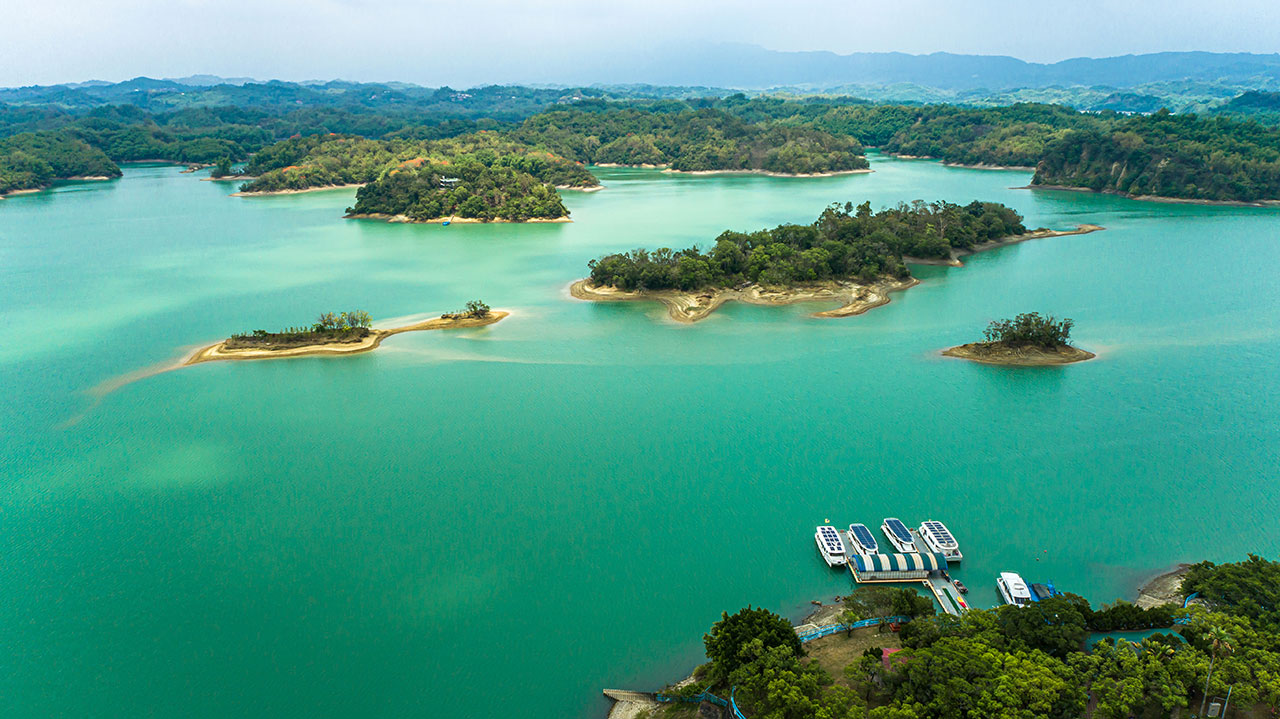 An aerial view of Wushantou Reservoir