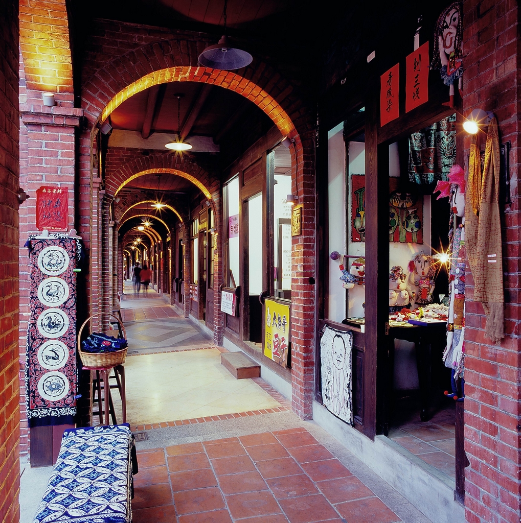 The arched red brick hallways