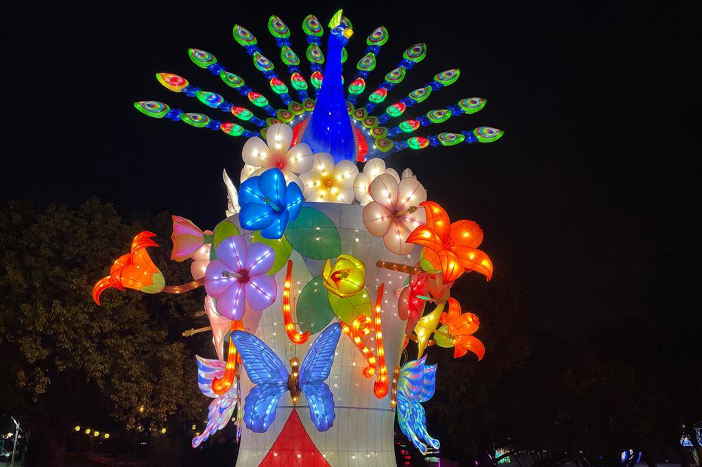 Entrance Lantern Area - Peacock dancing to celebrate the start of the Chinese New Year  Year：2022  Source：Taiwan Tourism Bureau