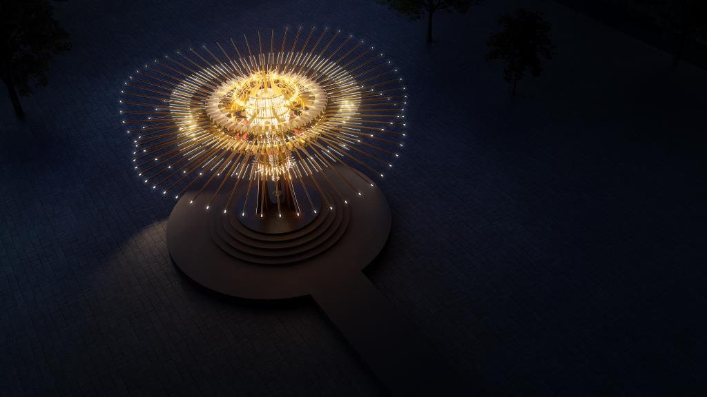 Constructed of 108 bamboo pieces, the lantern integrates traditional bamboo art with mechanical art.  Year：2021  Source：Taiwan Tourism Bureau