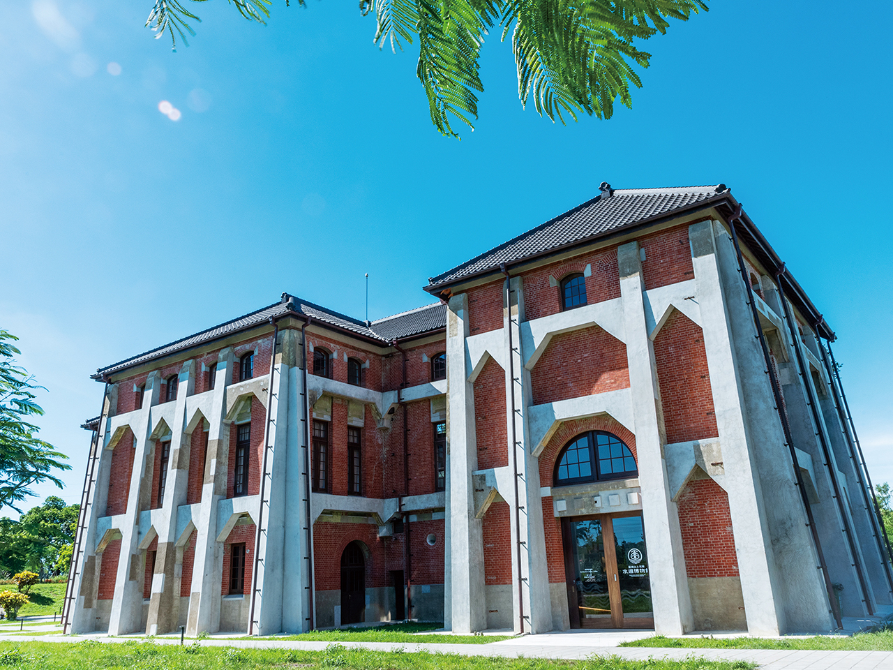 Old red brick stone building